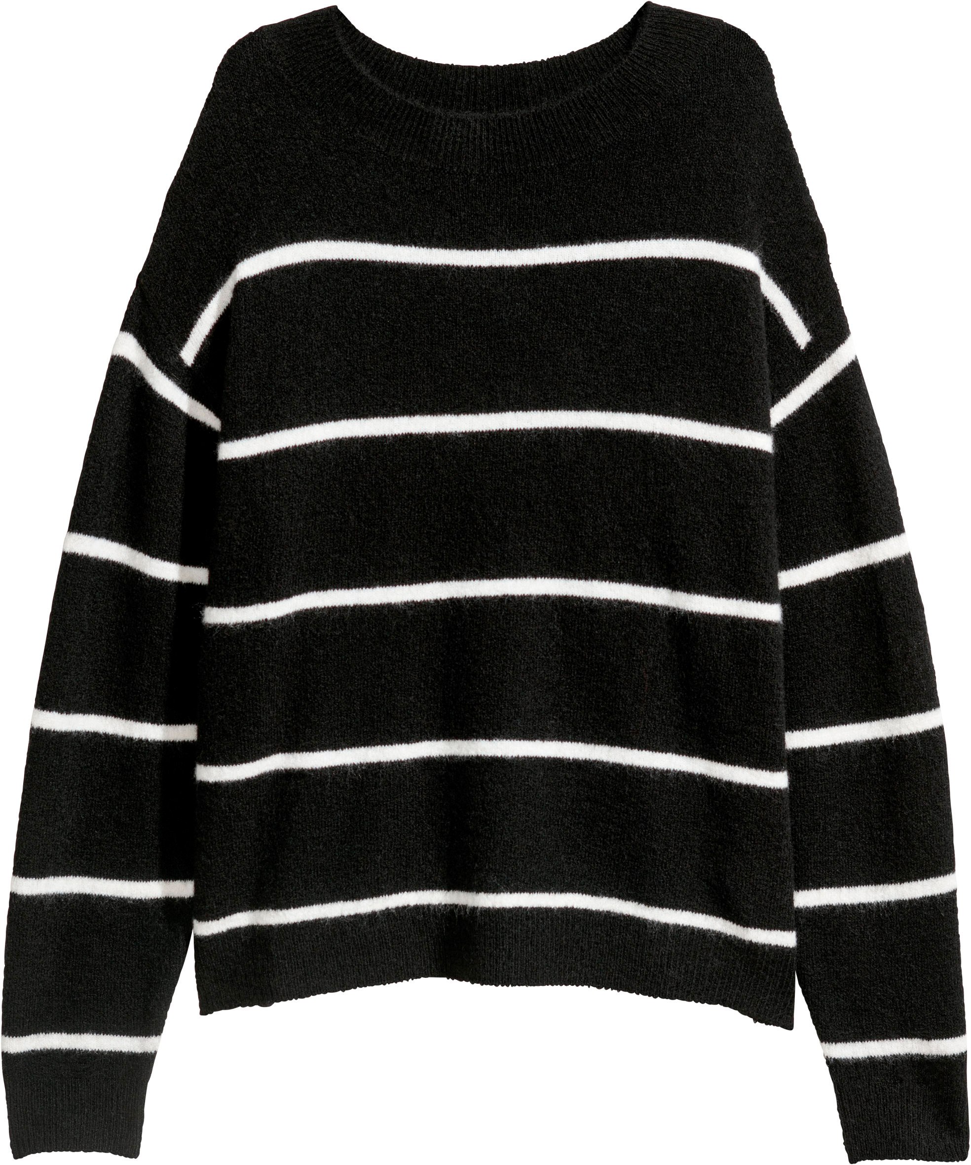 Черно белый полосатый свитер