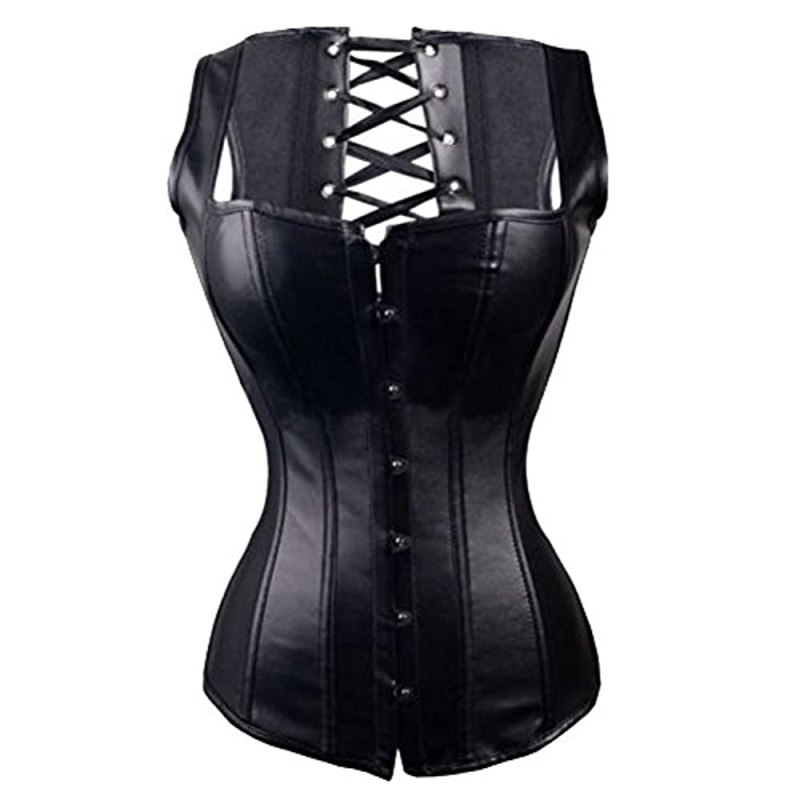 X New Steampunk Steel boned Lace up back sexy body Bustier Overbust Corset women Waist Cincher Corsets Black Plus Size s-6xl