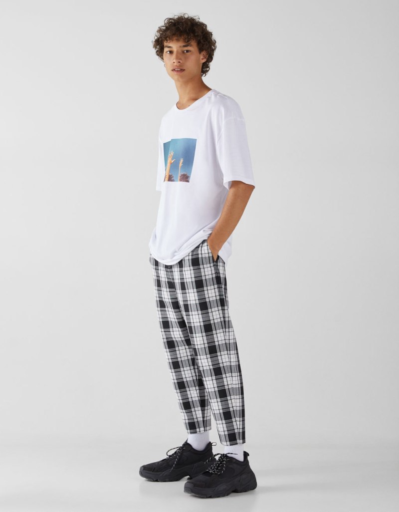 Клетчатые штаны бершка чёрные мужские