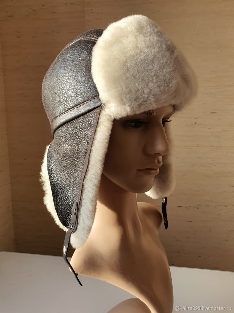 Шапка ушанка пилот кожа