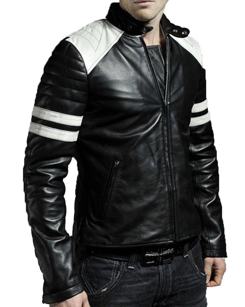 Men Black Solid Biker Jacket