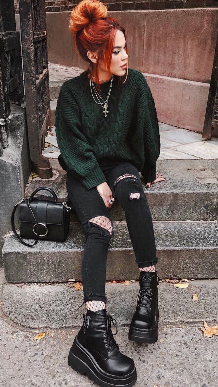 Goth outfit Грандж 2019 корейский