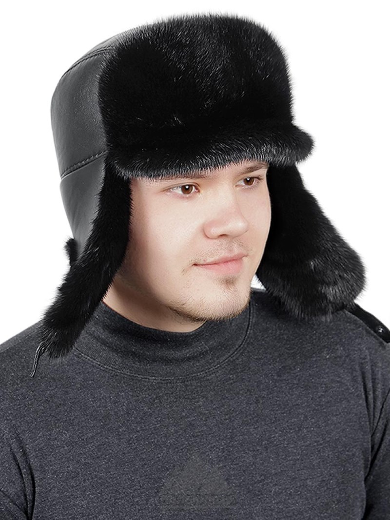 Шапка ушанка Ватсон мужская норковая с козырьком