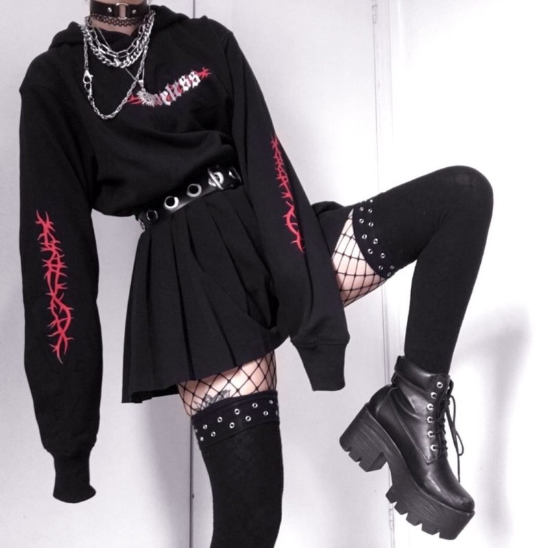 Goth outfit Грандж 2020 корейская одежда