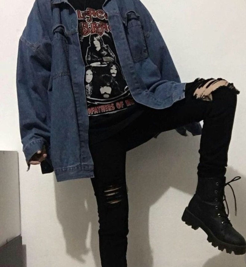 Outfit Грандж корейский черный