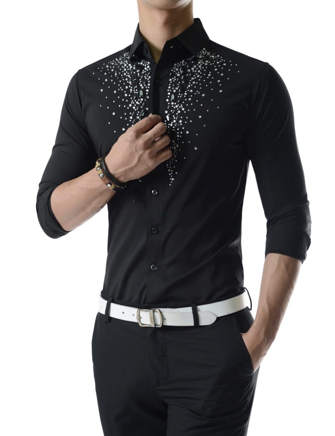 Красивая черная рубашка. Красивые мужские рубашки. Красивые рубашки для мужчин. Пиджак со стразами мужской. Мужская рубашка со стразами.