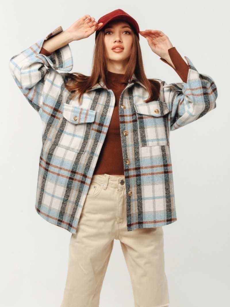 Клетчатая куртка рубашка женская Bershka