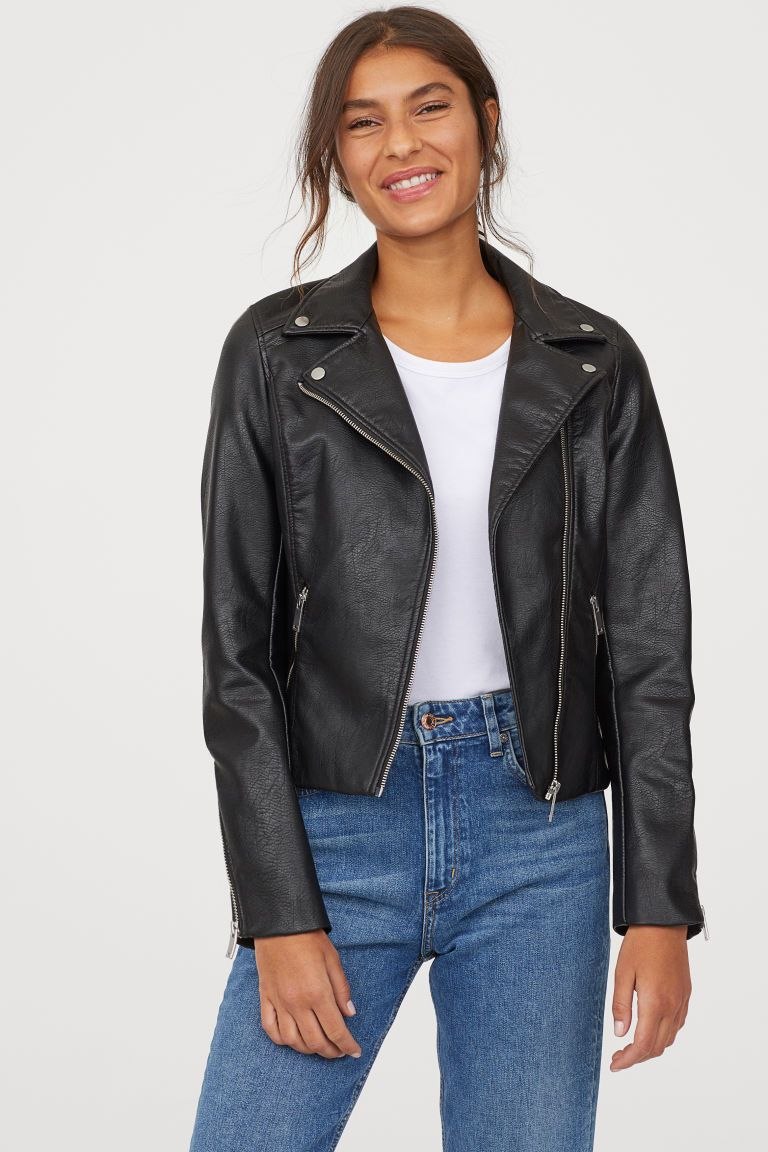 Кожаная куртка h&m XXL черный (8533035-001)