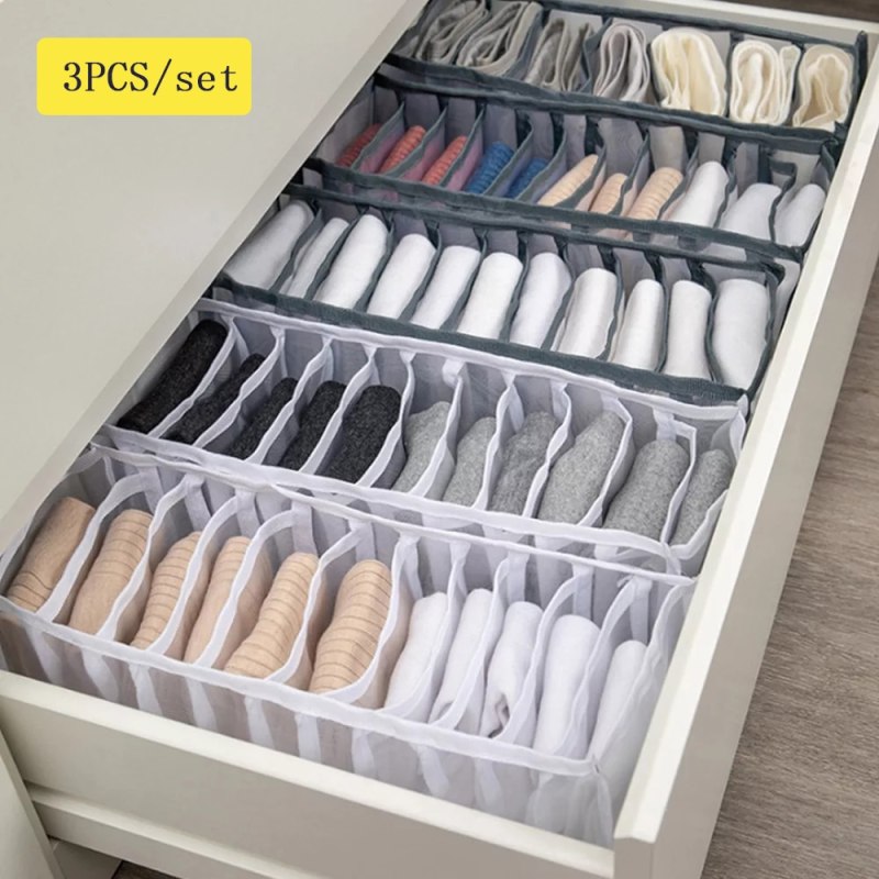 Dormitory Closet Organizer for Socks Home separated underwear Storage Box 7 Grids Bra Organizer Foldable Drawer Organizer