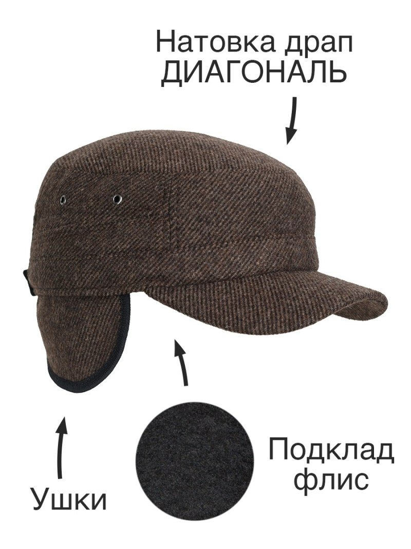 Starkoff головные уборы восьмиклинка кожа КРС цвет чёрный