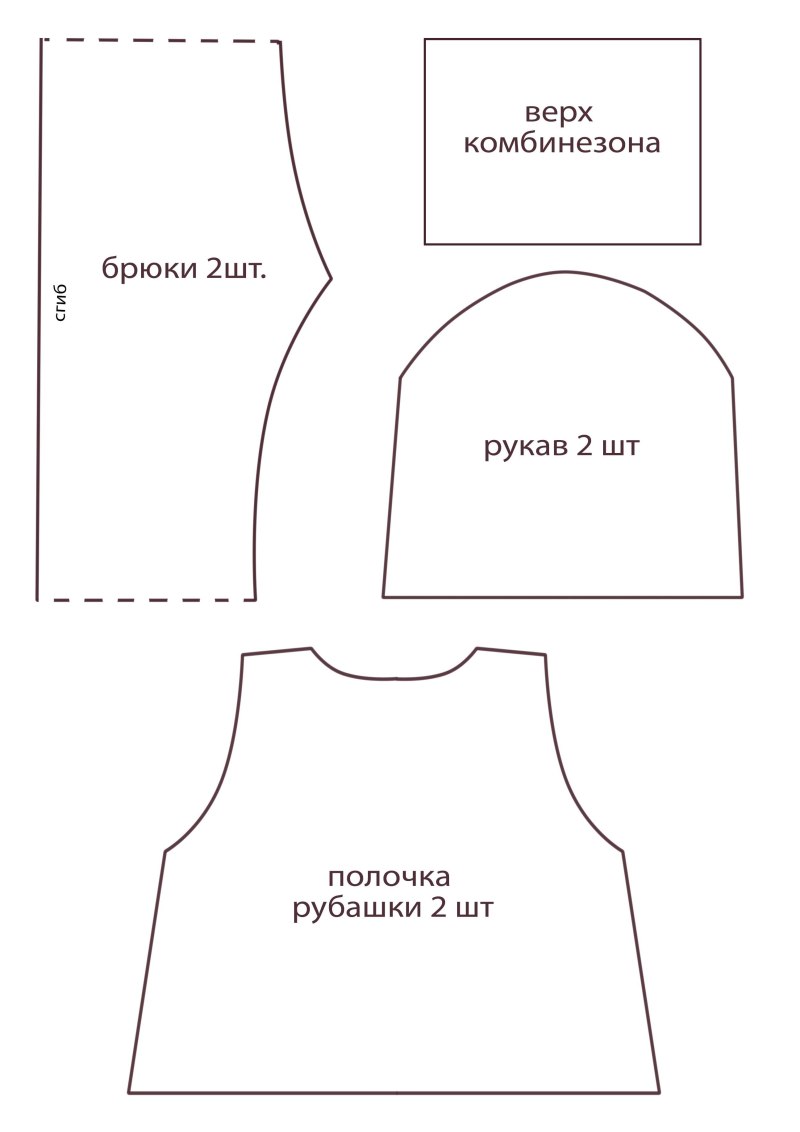 Выкройка одежды для зайца Тильда