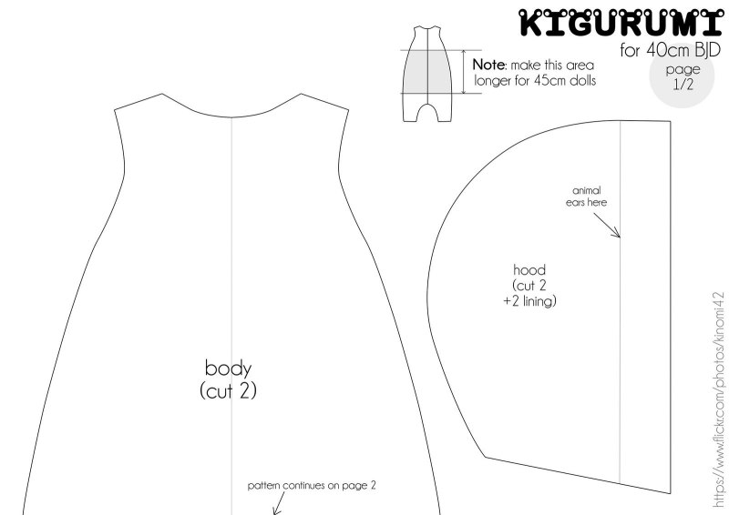 Кигуруми выкройка пижамы