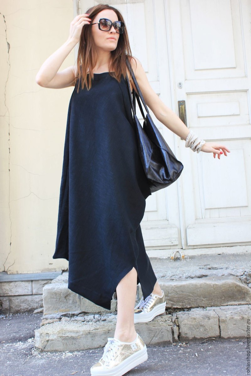 Платье черное джерси Oversize Street Style