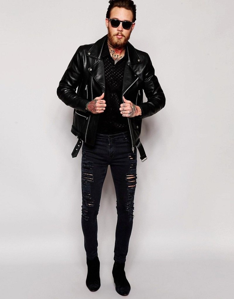 Leather Bomber Jacket Street Style men