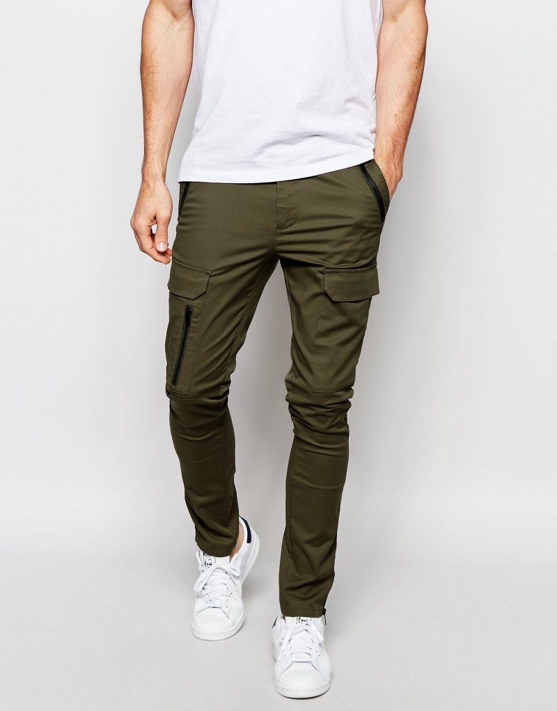 Штаны карго зелёные ASOS
