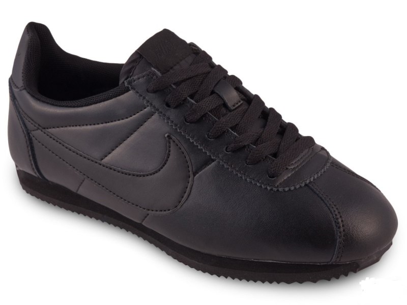 Nike Кортес чёрные кожаные