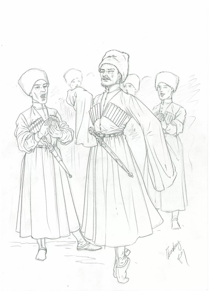 Национальный костюм адыгов рисунок