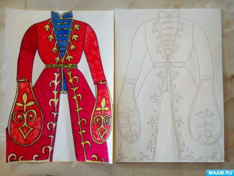 Осетинский национальный костюм рисунок