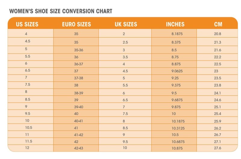 Kids Shoes Size Chart