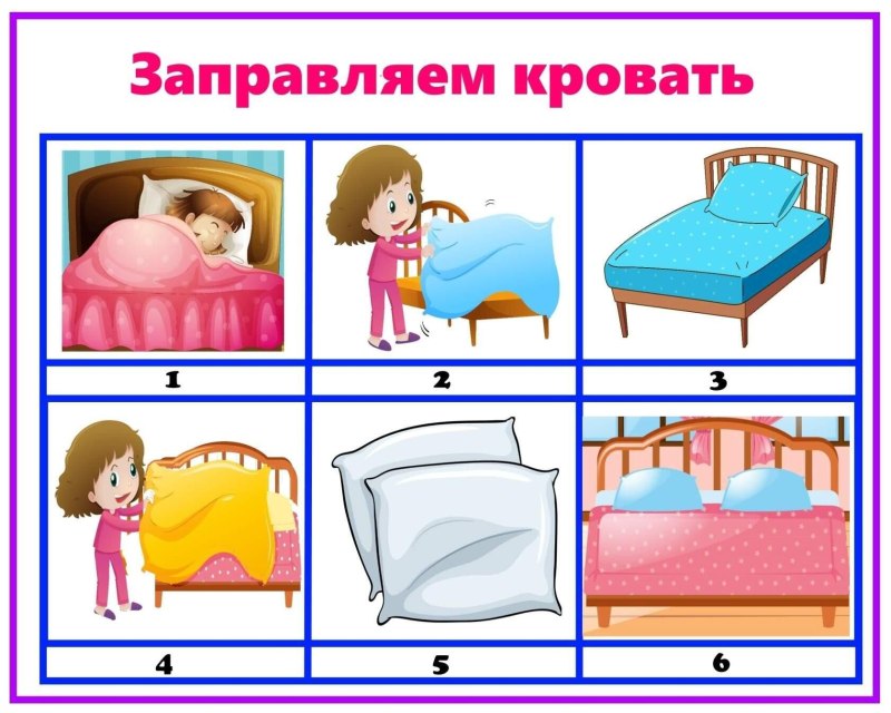 Алгоритм заправления кровати в детском саду для детей