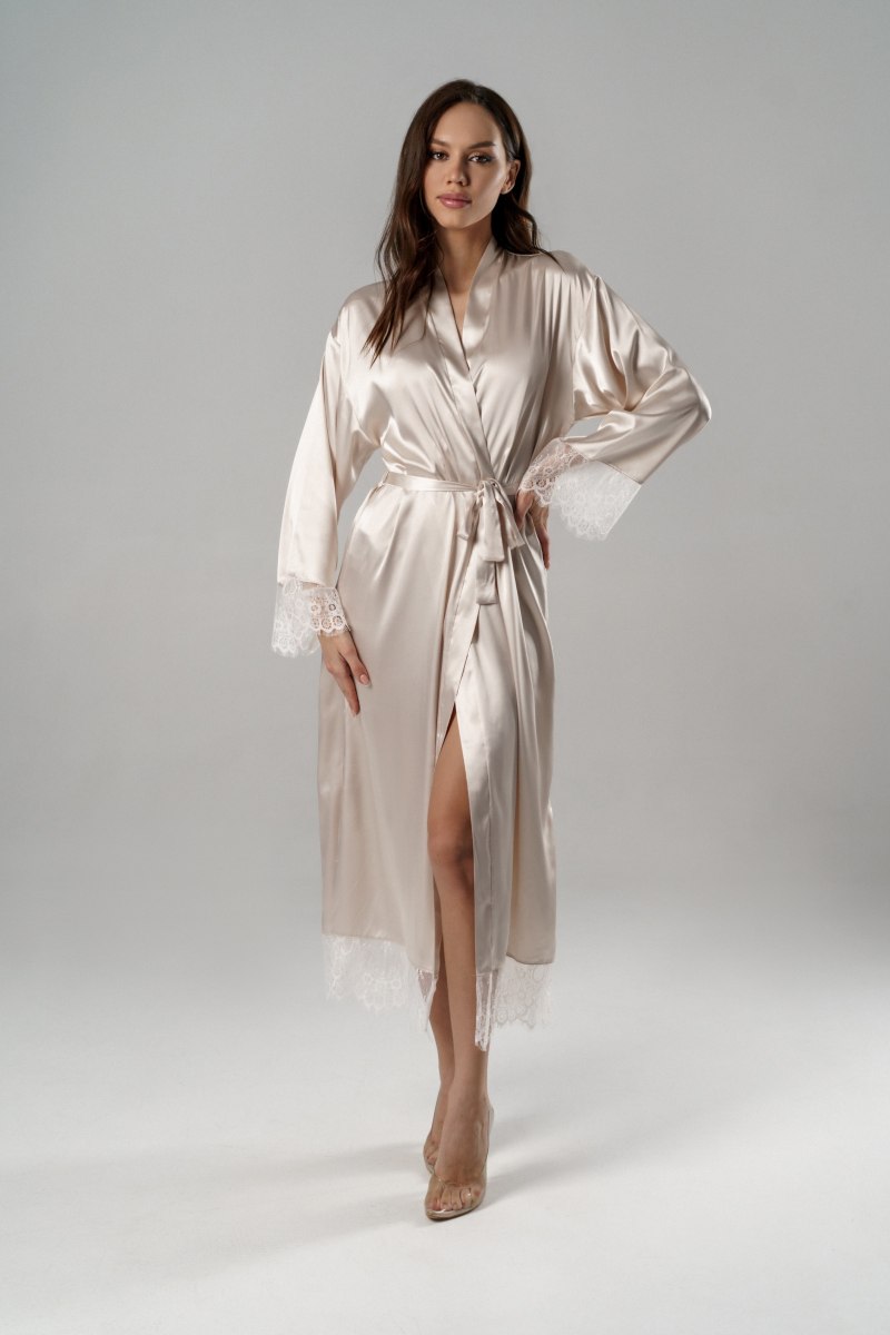 Женский халат Wendy Love, длинный, бело чёрный