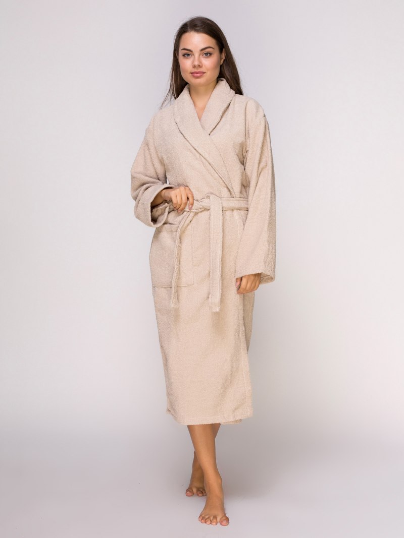 Бежевый махровый халат