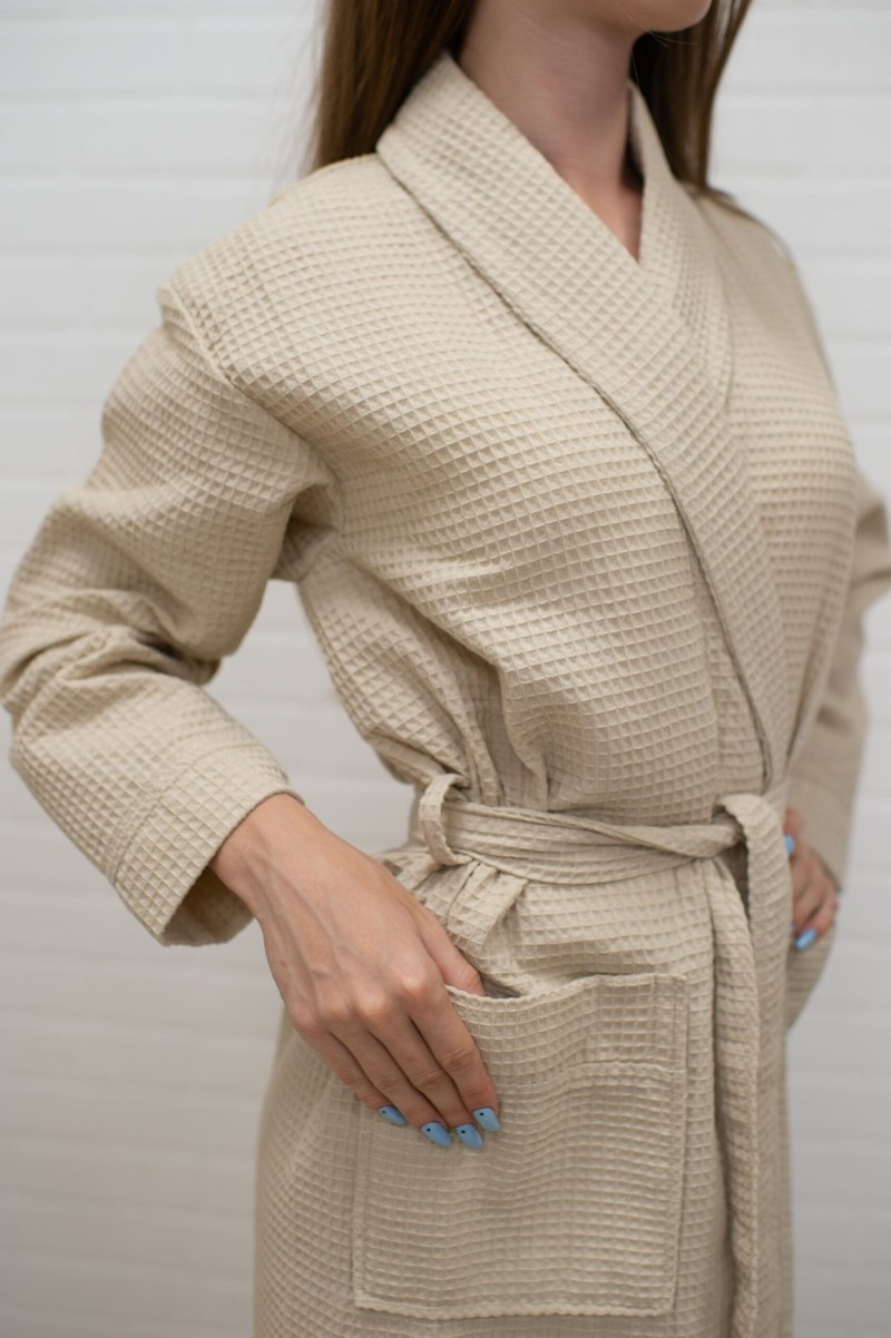 Вафельная ткань для халата бежевая