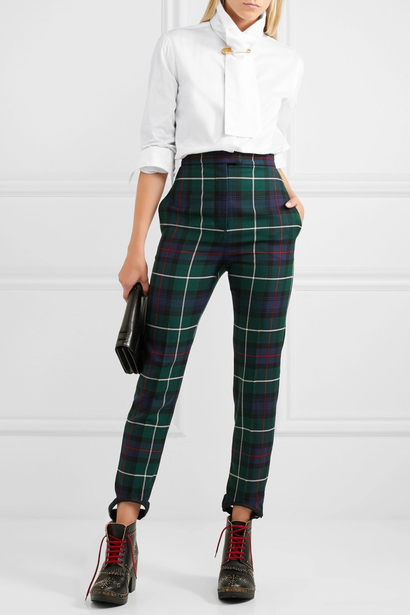 Брюки в зеленую клетку женские
