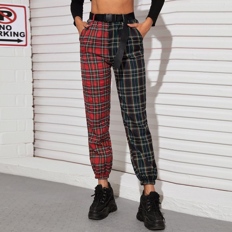 Двухцветные брюки в клетку