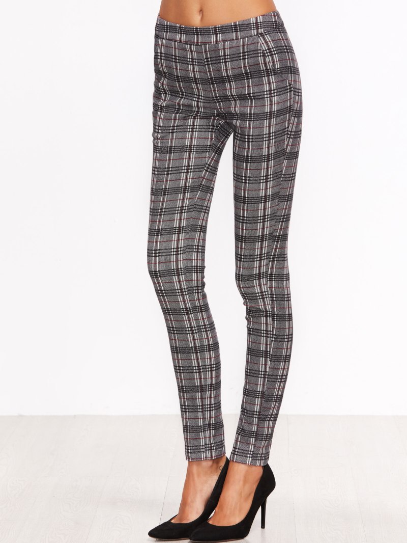 Брюки в клетку женские узкие