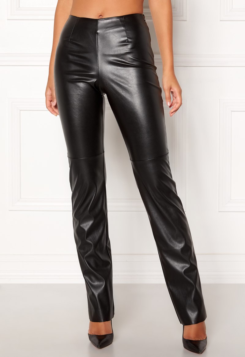 Кожаные брюки женские прямые