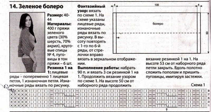 Болеро спицами для женщин схемы и описание бесплатно