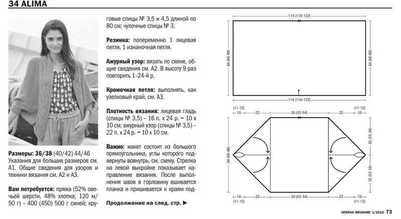 Вязаный кардиган кокон выкройка
