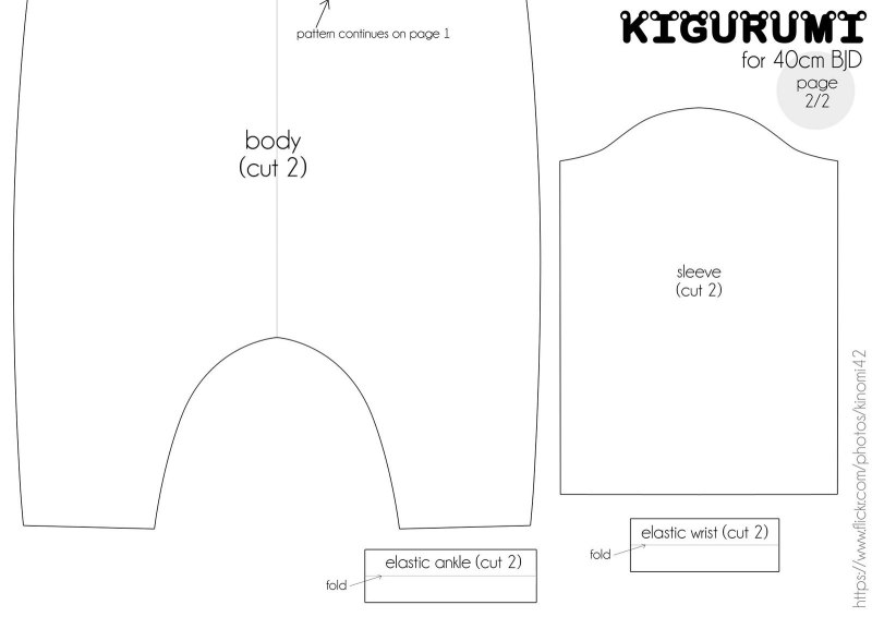 Кигуруми для куклы выкройка