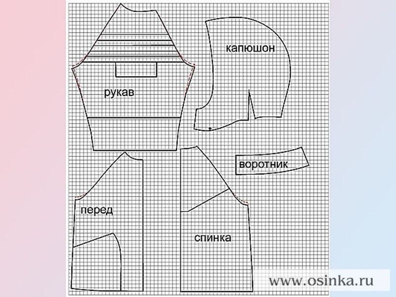 Свитшот с капюшоном для куклы выкройка