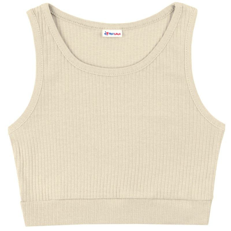 Футболка бежевая для девочки на лямках с надписями