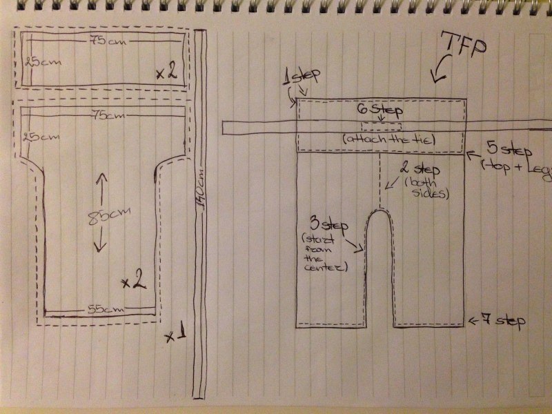 Тайские штаны на завязках выкройка