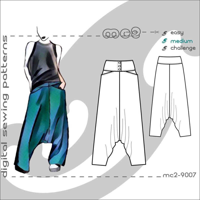 Штаны саруэл выкройка