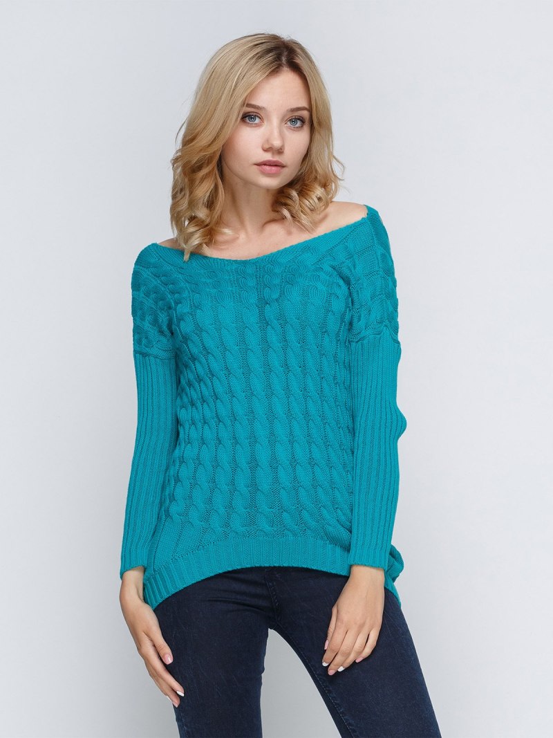 Бирюзовый свитер женский