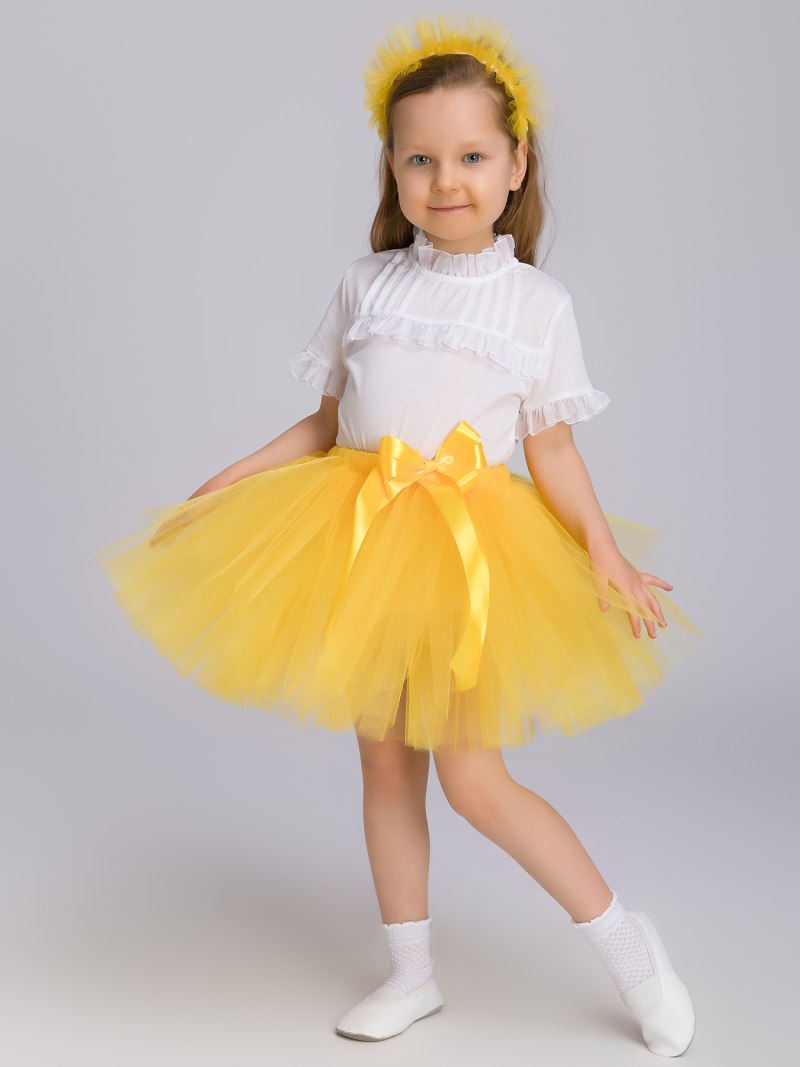 Пышное желтое детское платье