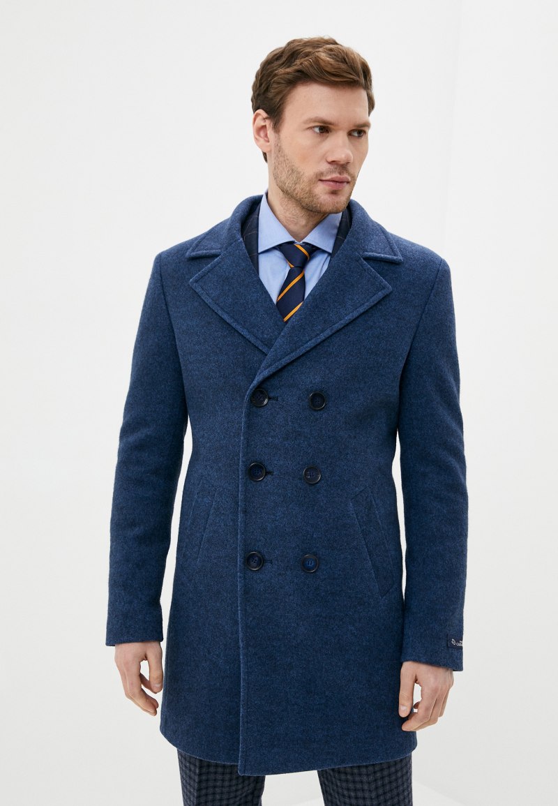 Синее пальто мужское