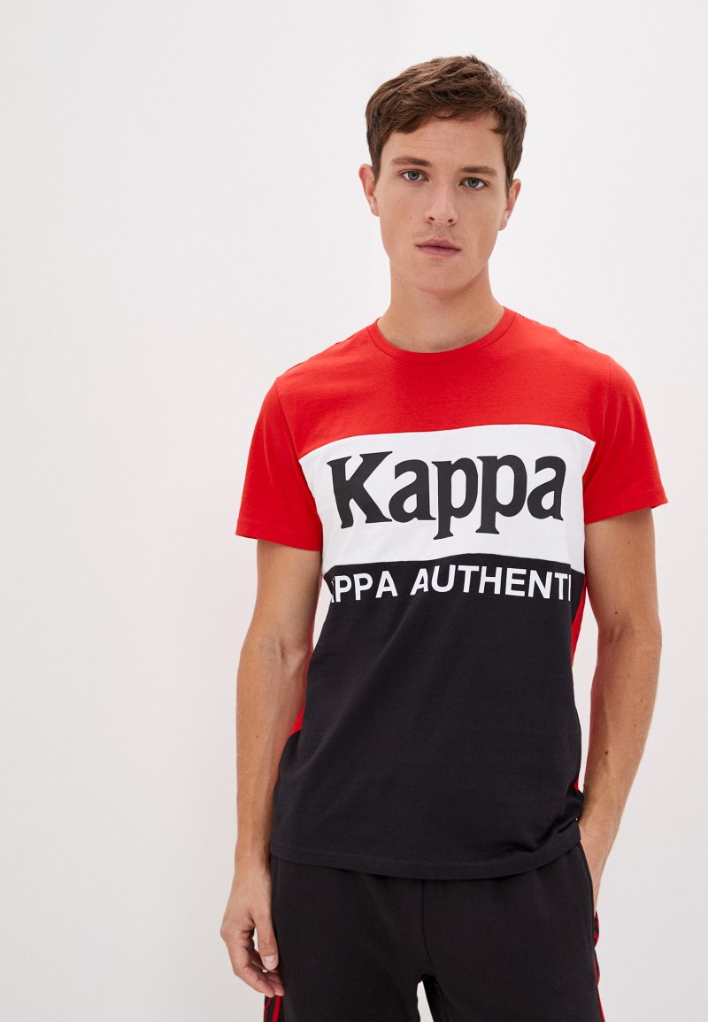Красно белая футболка Kappa