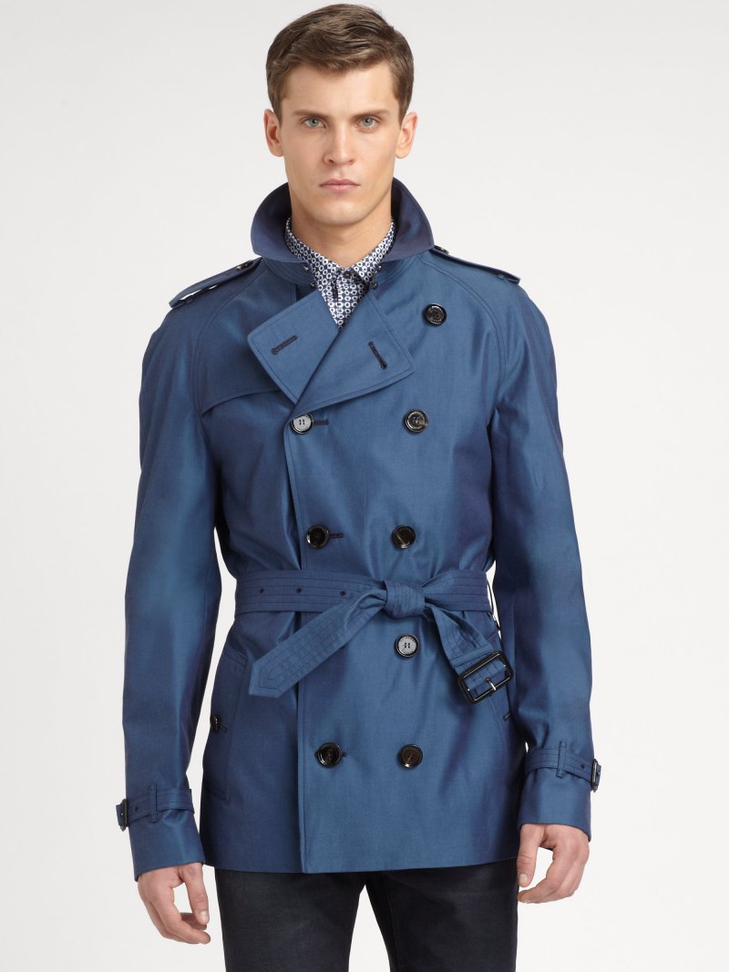 Woolrich тренч мужской синий 100 хлопок