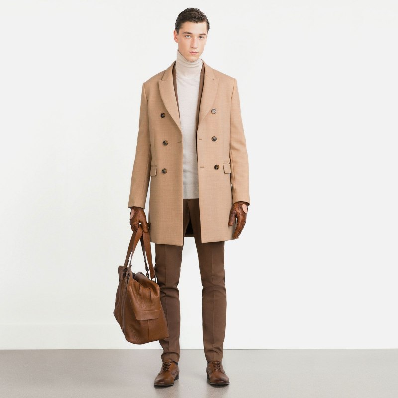 Пальто мужское бежевое Zara