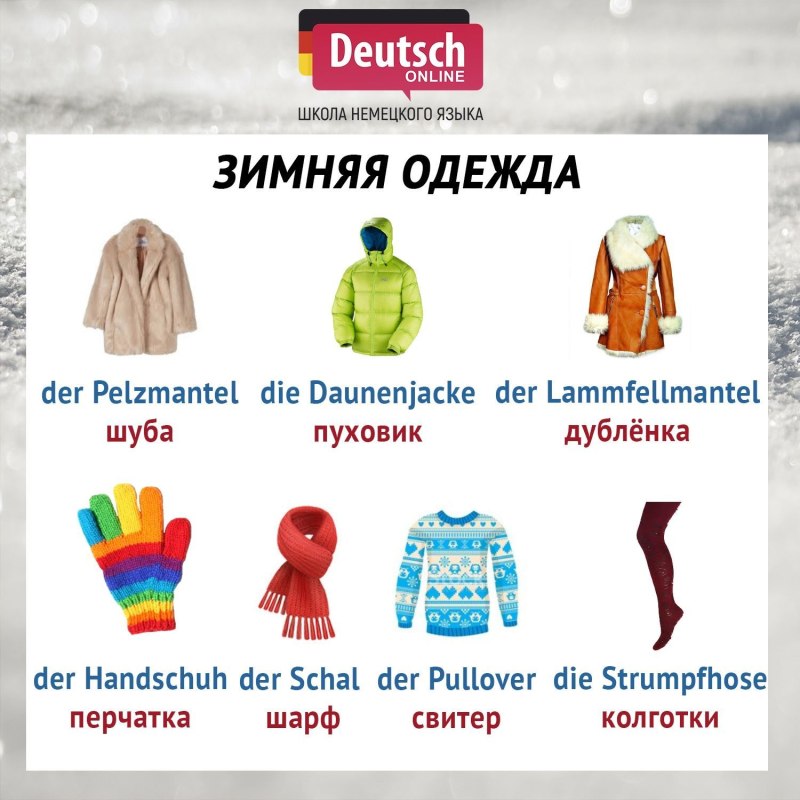 Одежда на немецком языке