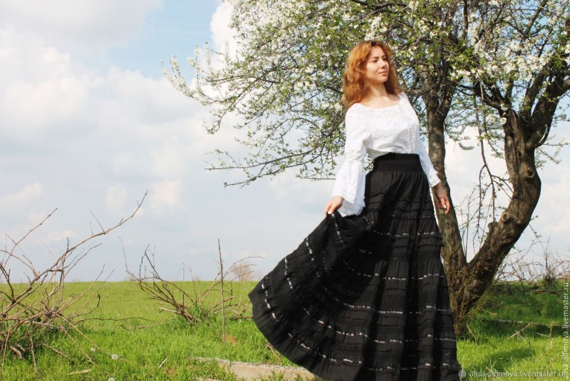 Юбка ярусная длинная