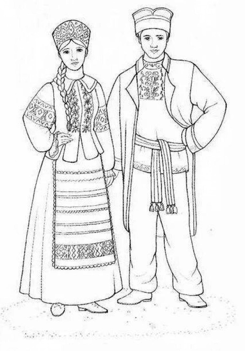 Национальный костюм удмуртов раскраска
