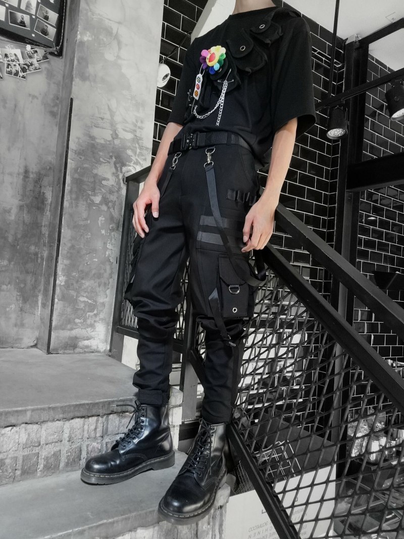 Goth outfit Грандж 2020 корейский штаны