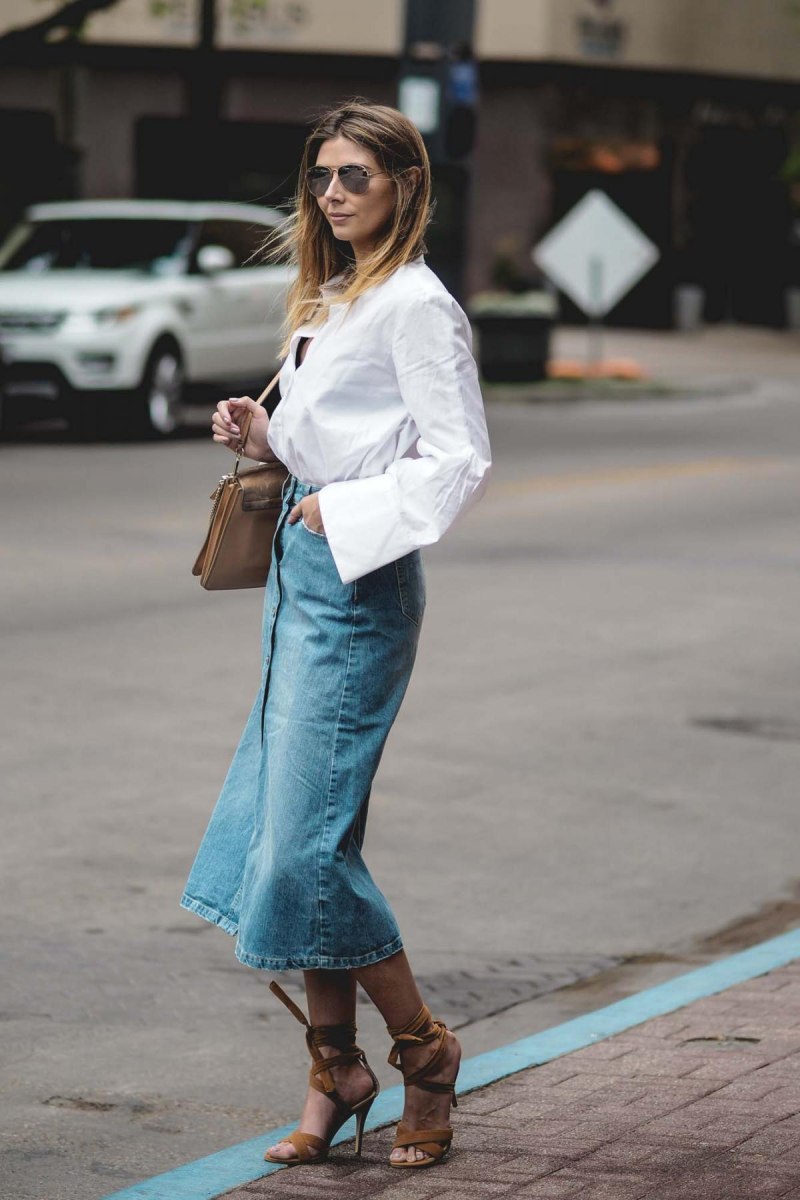 Юбка джинсовая миди 2022 Street Style
