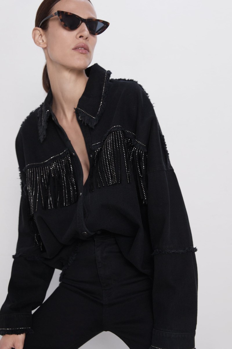 Куртка рубашка Zara с бахромой